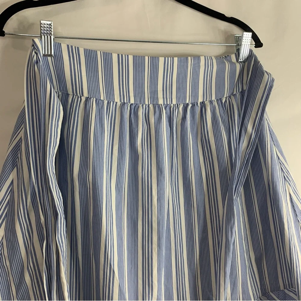 J. by J. Crew Blue White Striped Midi Skirt with Bow Waist, Size 2 - Picture 8 of 11
